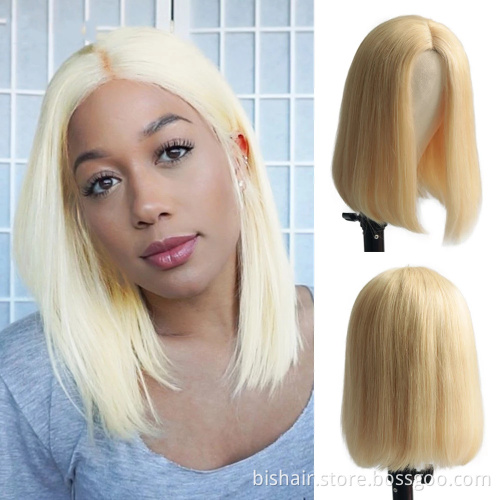T Lace 613# Bob Wig Cheap Wholesale Vendor Short Bob Wigs Blonde 613 Straight Brazilian Human Hair Wig